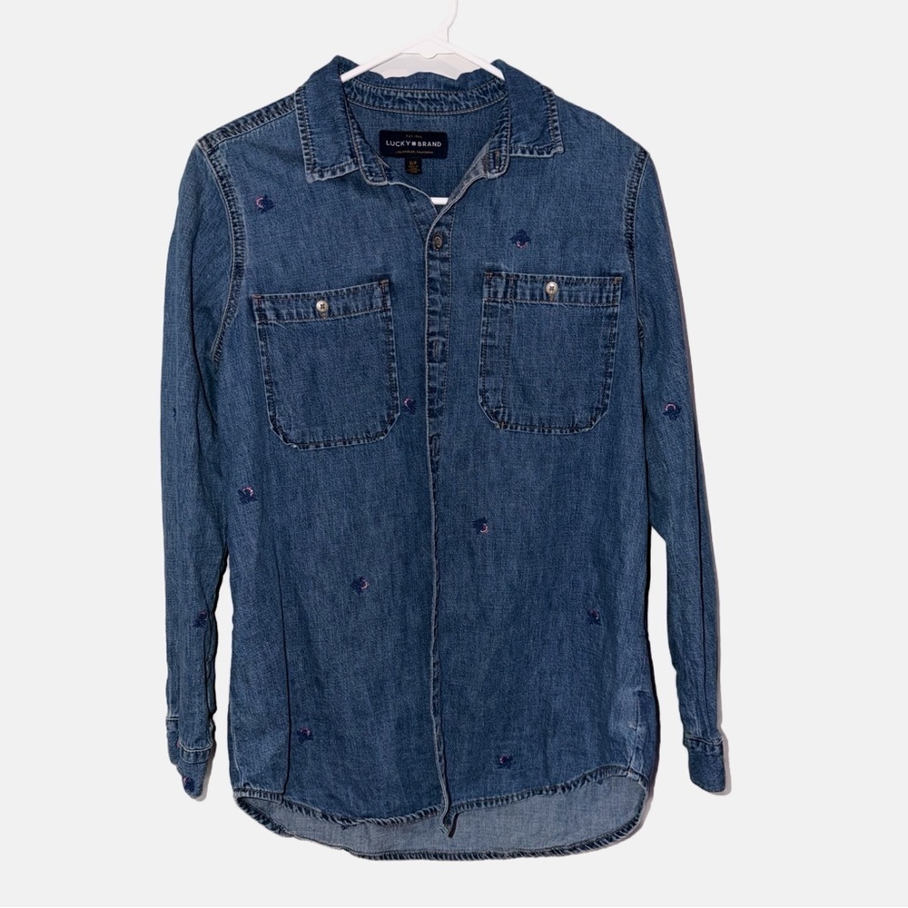 LUCKY BRAND Utility Boyfriend Floral Long Sleeve Jean Button Down